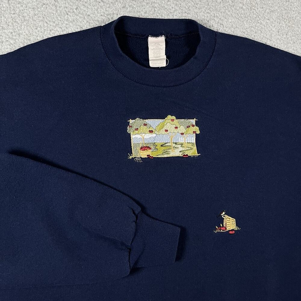 Vintage Sweatshirt Mens XL Nature Outdoors Tree Birds Embroidered 90s Wildlife
